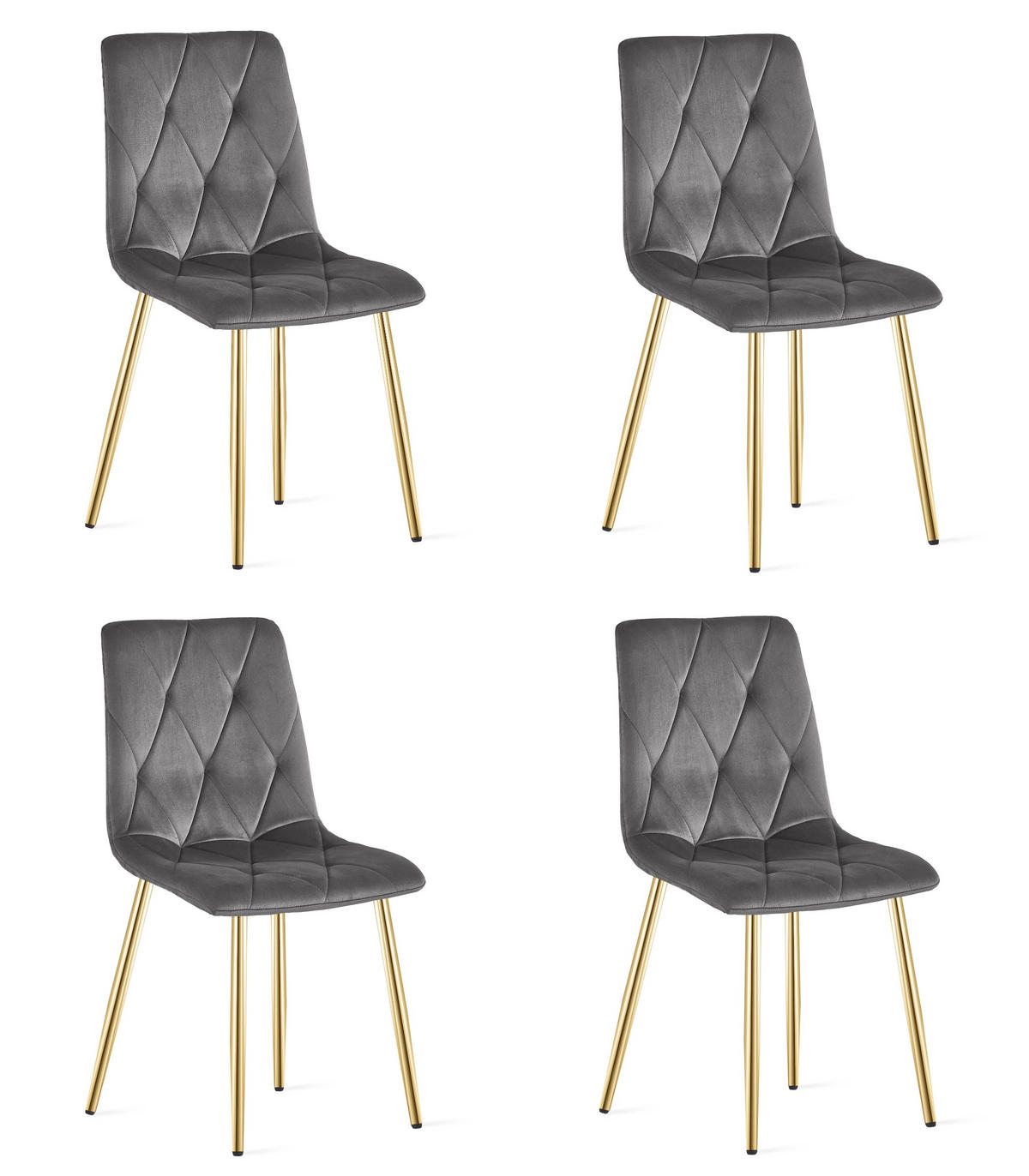 ESSZIMMERSTUHL 4-er Set TYRA dunkelgrauer Sitz, goldene Beine - Dunkelgrau/Goldfarben, Textil (44.5/87/54.5cm) - Valora
