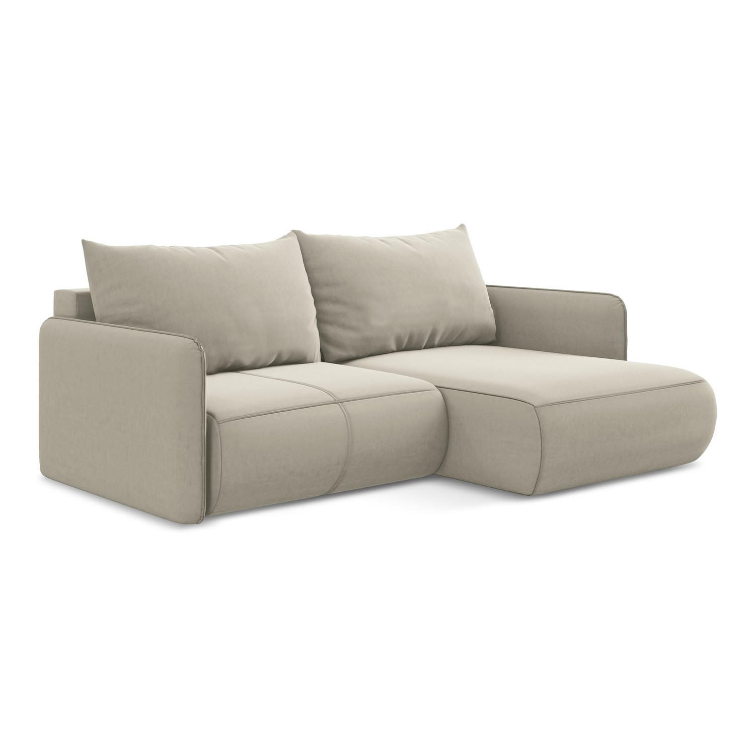 ECKSOFA mit Schlaffunktion Samt Stoff Creme - Perlmutt/Creme, Kunststoff/Textil (207/148cm) - LaMiaSofa
