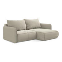 ECKSOFA mit Schlaffunktion Samt Stoff Creme - Perlmutt/Creme, Kunststoff/Textil (207/148cm) - LaMiaSofa
