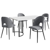 ESSGRUPPE DE-38974 140/80 cm Tisch mit 4 Stühlen Grau/Schwarz - Schwarz/Grau, Holzwerkstoff (140/75/80cm) - ComfortXL