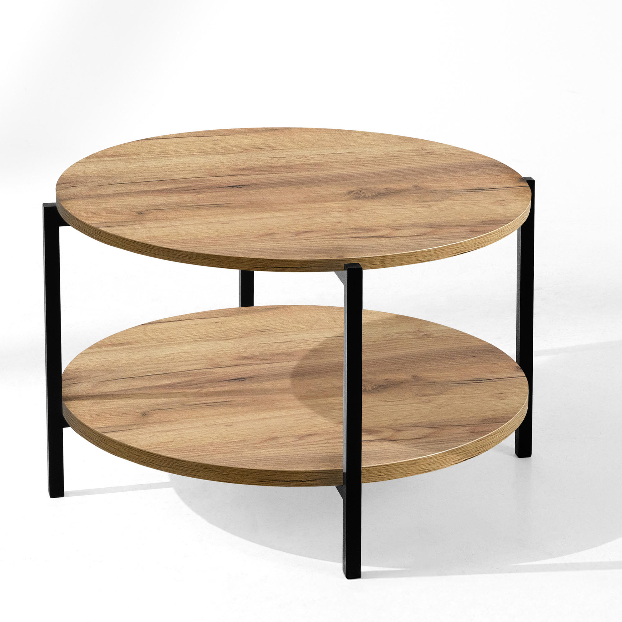 COUCHTISCH HEIRO Kaffeetisch - Eichefarben, Holzwerkstoff/Metall (69/69/45cm) - KONSIMO®