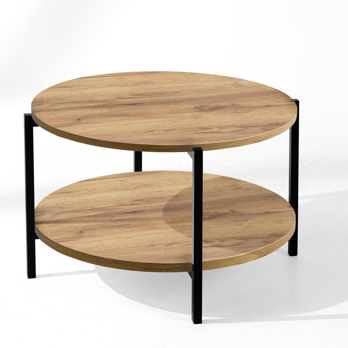 COUCHTISCH HEIRO Kaffeetisch - Eichefarben, Holzwerkstoff/Metall (69/69/45cm) - KONSIMO®