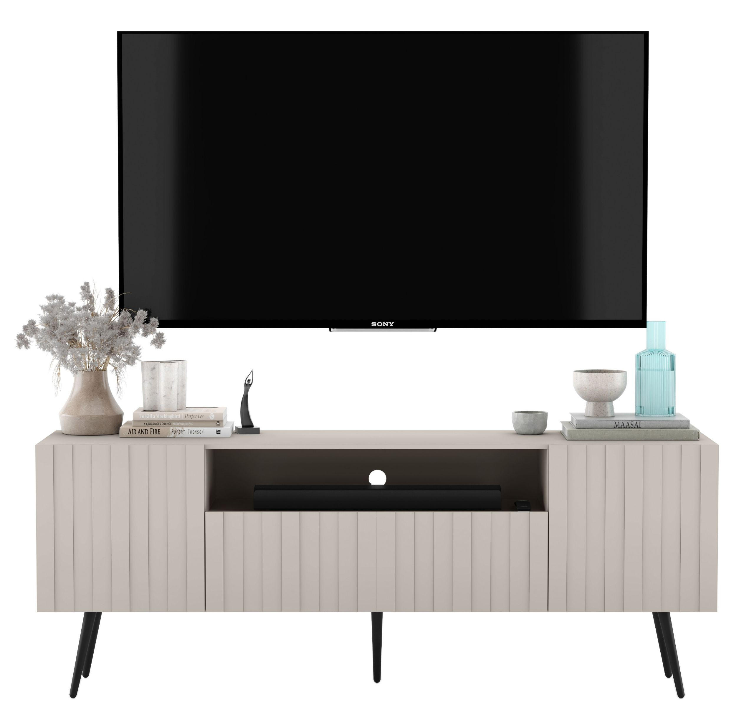 TV-SCHRANK Elpis Kaschmir Matt mit Metallbeine Glamour 150 cm - Kaschmir, Holzwerkstoff (150/60.5/36.5cm) - Meble Lindner