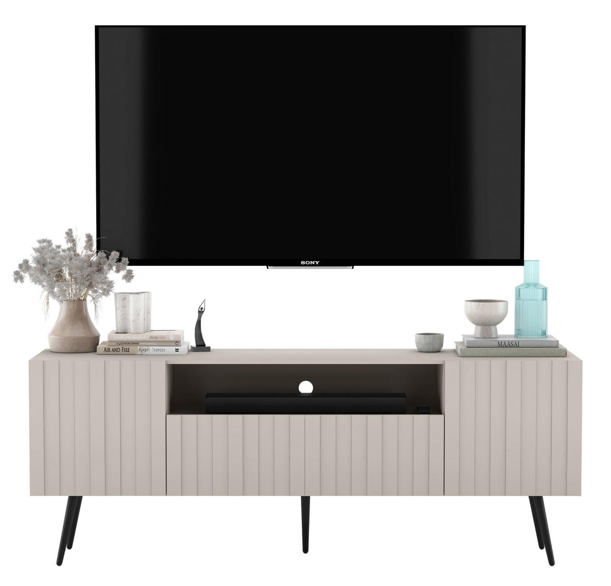 TV-SCHRANK Elpis Kaschmir Matt mit Metallbeine Glamour 150 cm - Kaschmir, Holzwerkstoff (150/60.5/36.5cm) - Meble Lindner