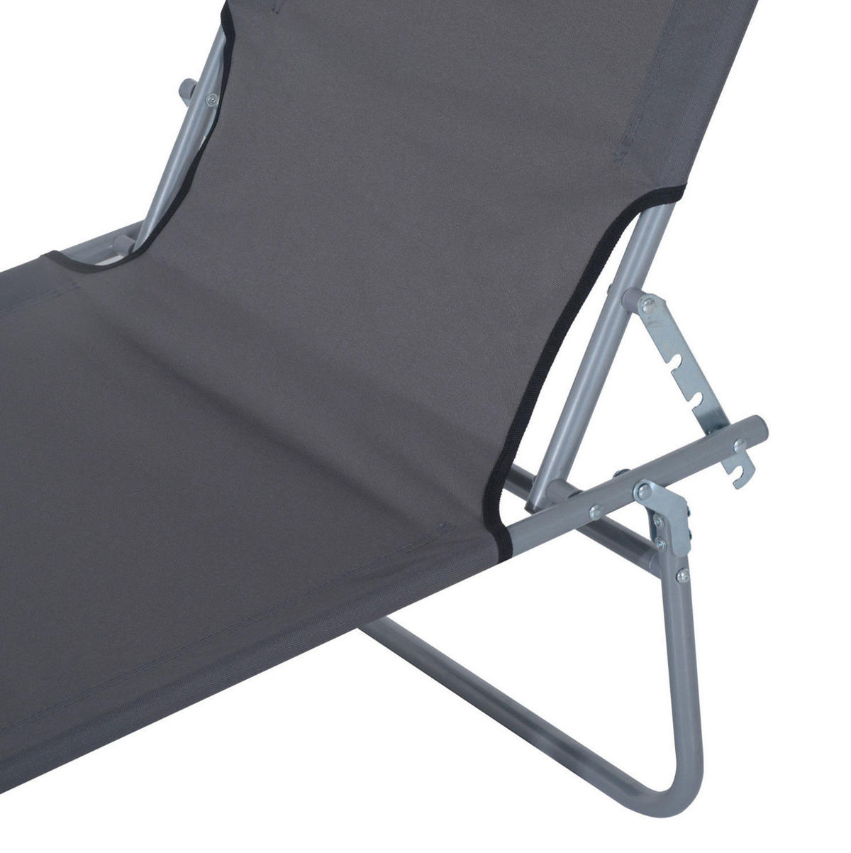 SONNENLIEGE aus Metall 187x58x36 cm in Grau mit verstellbarem Sonnendach - Grau, Metall (58/36/187cm) - Modfu