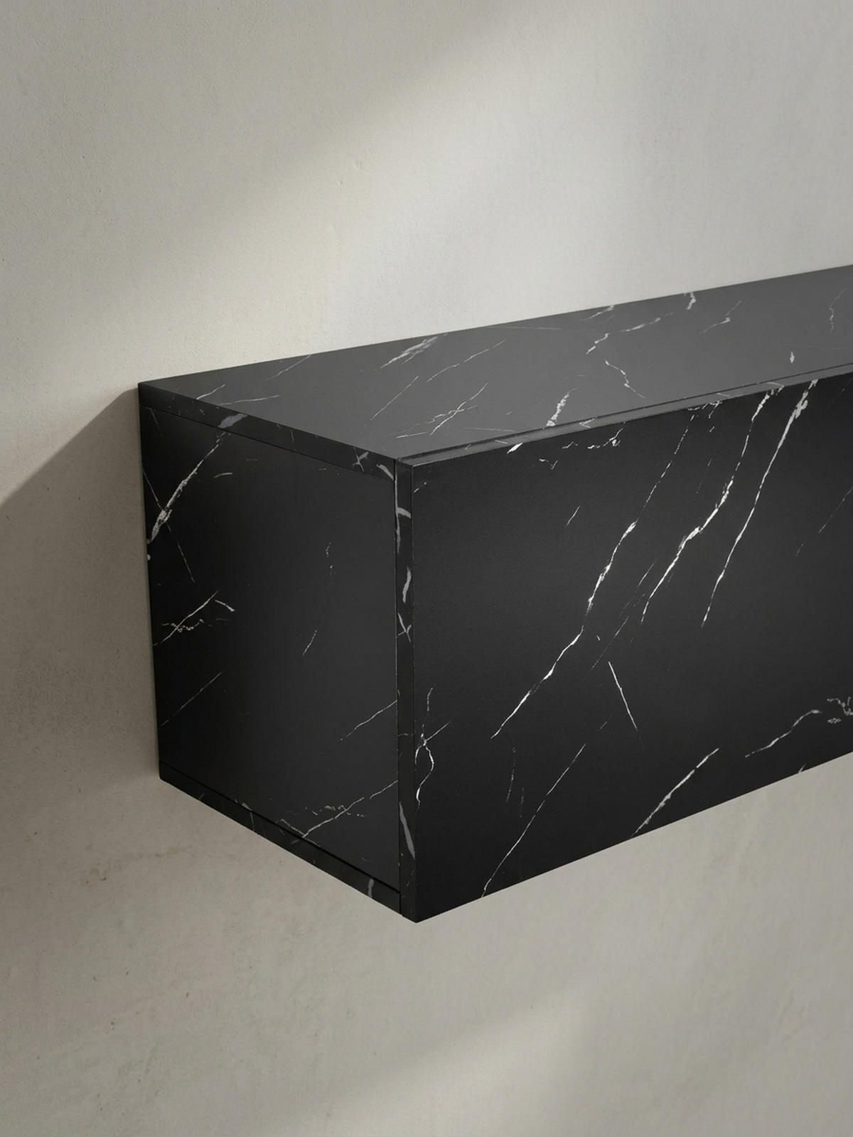 TV-LOWBOARD hängend, Marmor-Optik, Klapptüren, modern, Schwarz 120x30x30 cm - Schwarz, Metall (120/30/30cm) - KADIMA DESIGN