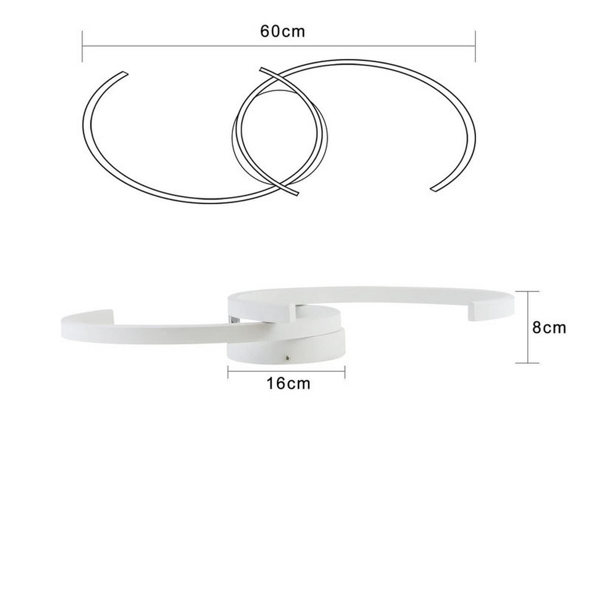 LED-DECKENLEUCHTE Oliver 60/16/9 cm - Weiß, Metall (60/16/8cm) - ZMH