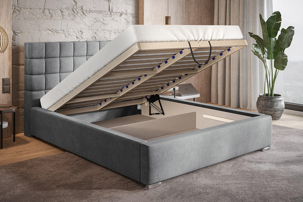 POLSTERBETT 160x200 mit Bettkasten Noris, Samtstoff, Grün - Grün, Holz/Textil (160/200cm) - Emporius