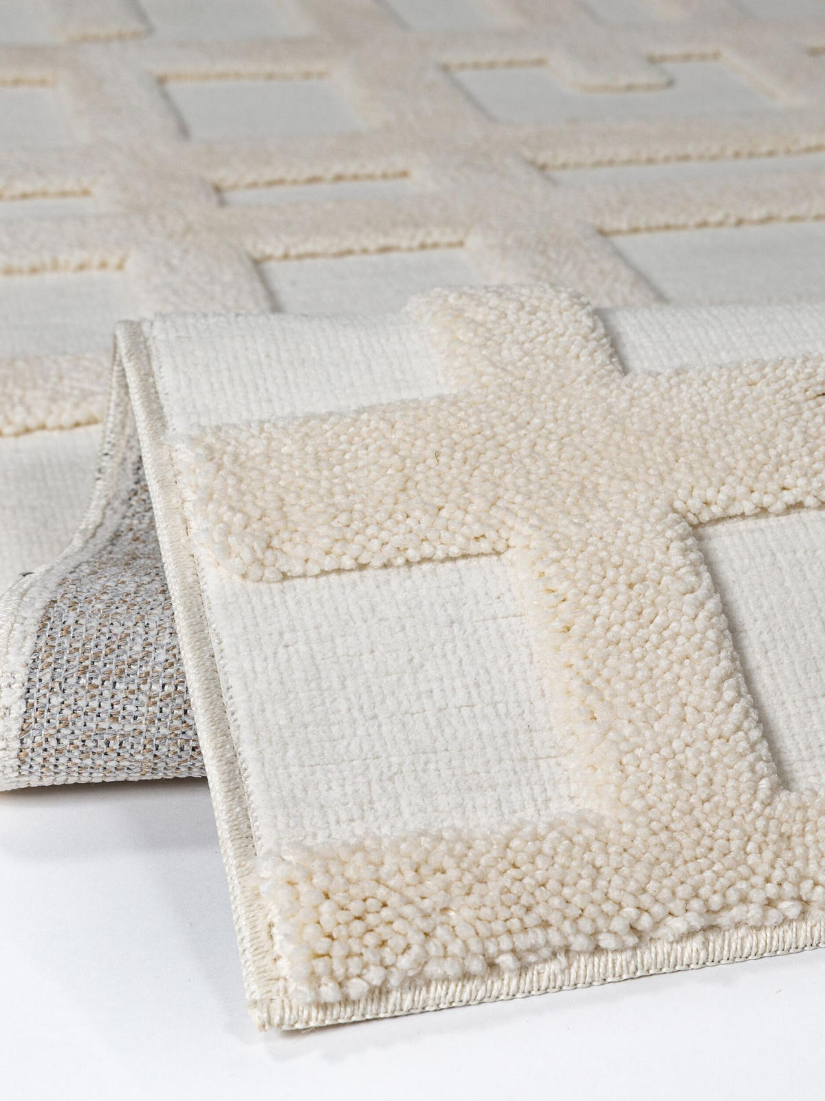 HOCHFLORTEPPICH FORSS, Labyrinth-Relief, Creme, 133 x 190 cm - Beige, Textil (133/190cm) - KADIMA DESIGN