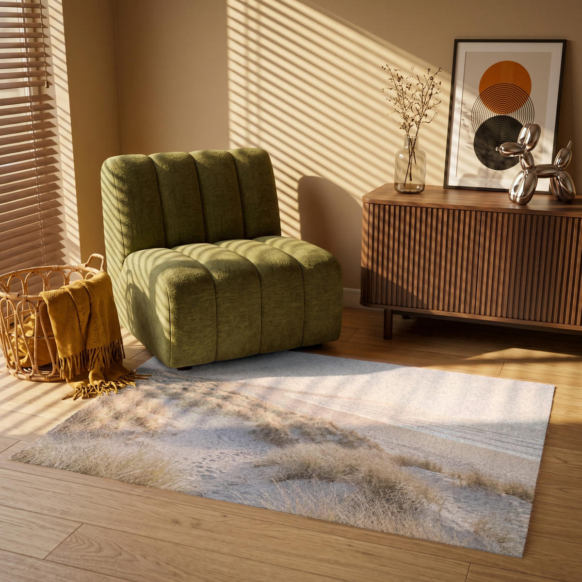 KOBERCE - Duny - Pláž - Béžová - 120x80 cm - piesková, textil/plast (120/0.4cm) - OnlyWow