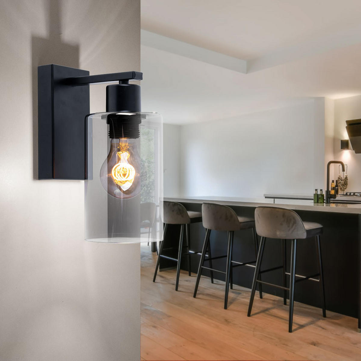 WANDLEUCHTE Glas rauchgrau matt 2er Set - Grau, Glas (10/23/15cm) - Globo Lighting