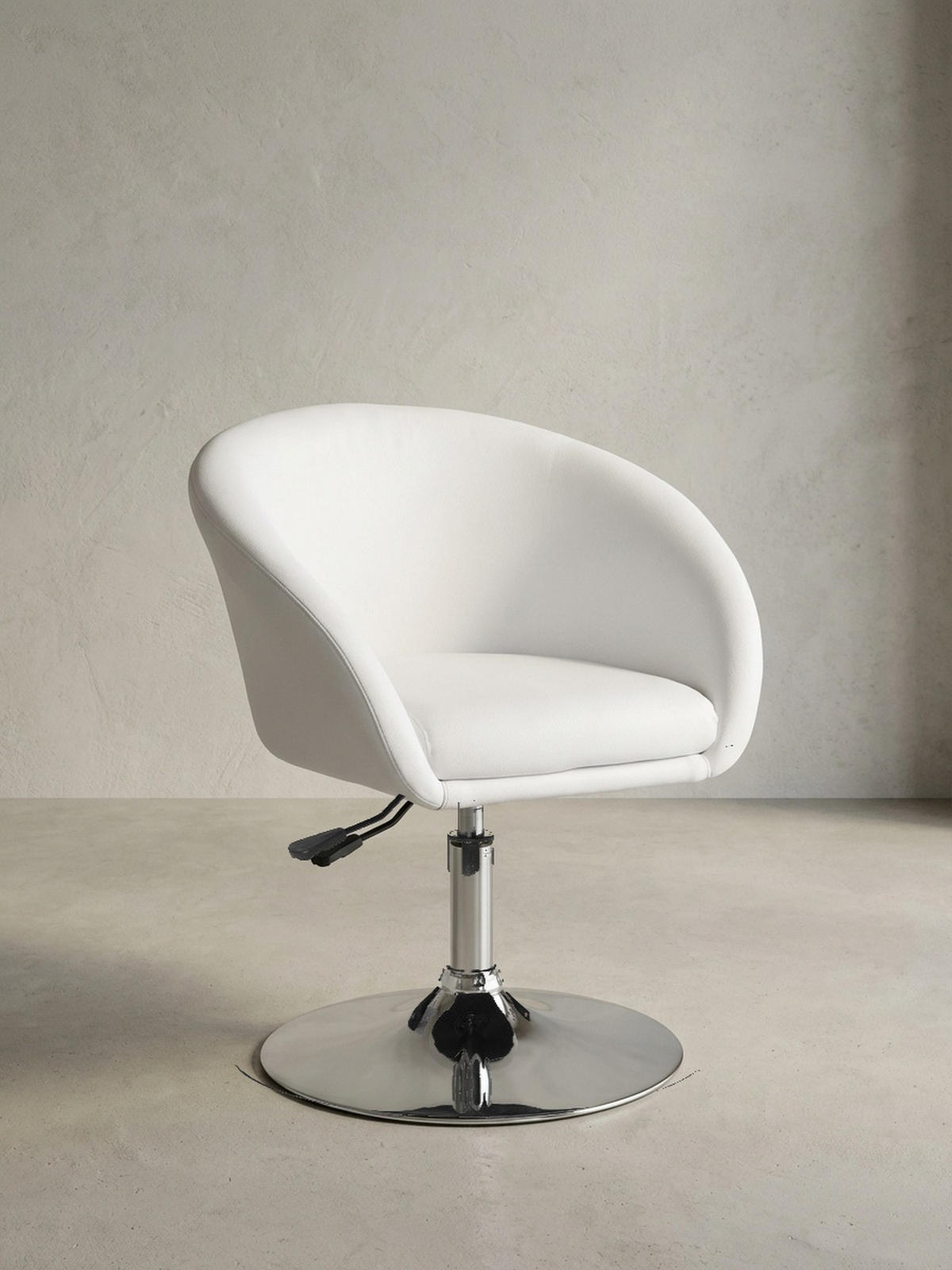 LOUNGESESSEL verstellbare Sitzhöhe mit Trompetenfuß Retro LIFT , Weiß 62x55x84 cm - Silberfarben/Weiß, Kunststoff/Textil (62/84/55cm) - KADIMA DESIGN