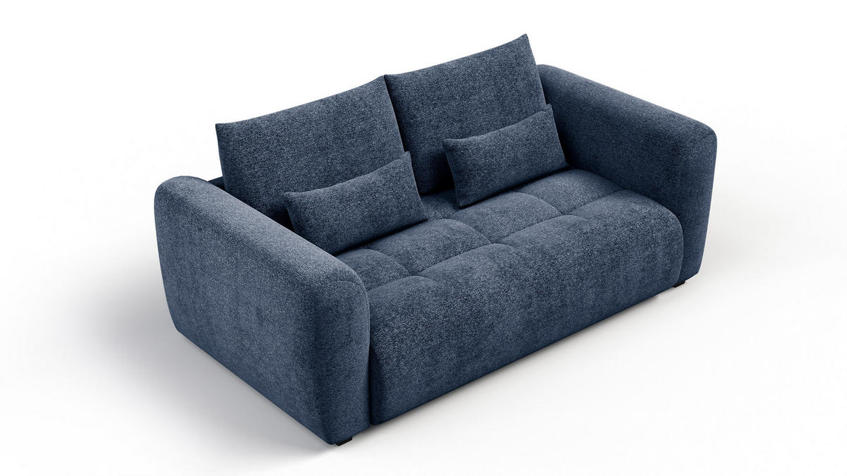SOFA SORENO 3-Sitzer, dunkelblau - Schwarz/Dunkelblau, Holz/Textil (214/94/114cm) - Courtois Laville