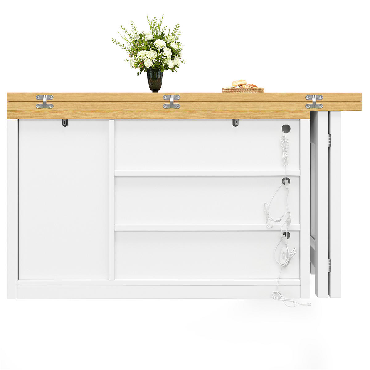 KÜCHENINSEL 360° Drehbar LED Stauraum Weiß - Weiß, Glas (120/72/40cm) - FLIEKS