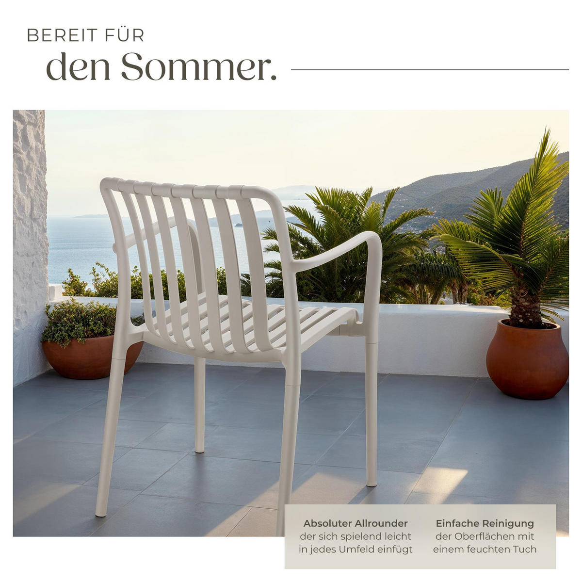 GARTENSTÜHLE Alcudia,54,5 x 58 x 80,5 cm, Belastbarkeit 120 kg, taupe - Taupe, Kunststoff/Textil (54.5/80.5/58cm) - tectake