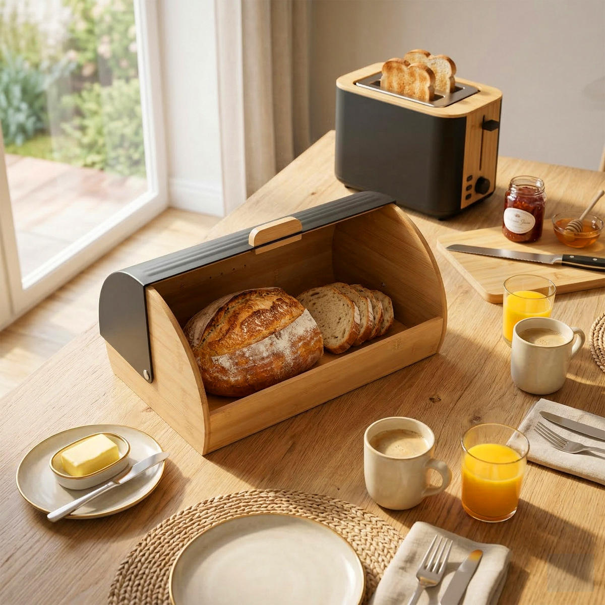 BROTKASTEN - Multicolor, Holz/Metall (37.5/19/26.5cm) - Relaxdays