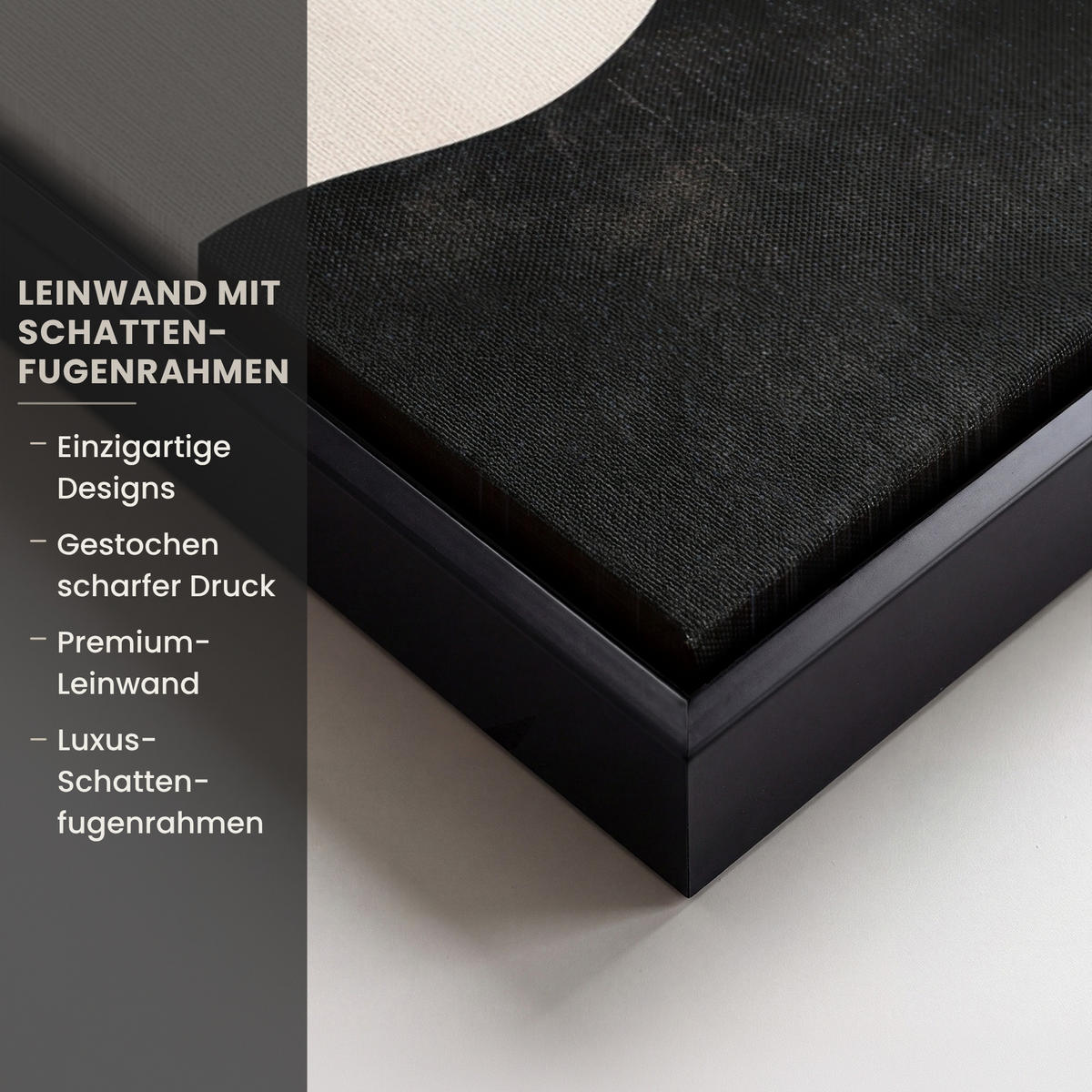LEINWAND Bilder mit Rahmen - Abstrakt - Japandi - Beige - Modern - 60x80 - Schwarz, Textil (60/80cm) - MuchoWow