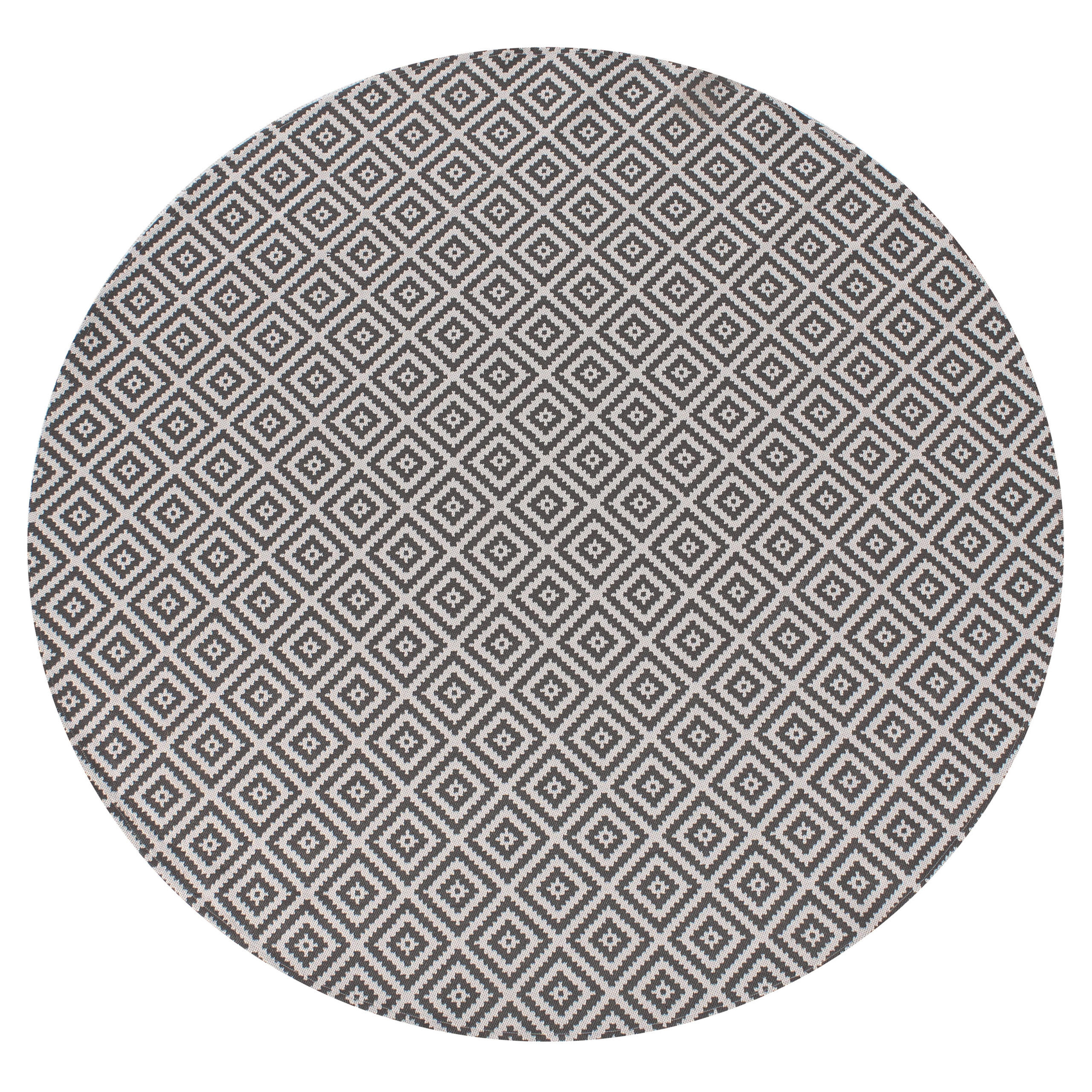 OUTDOORTEPPICH Grau 120 cm Thrissur - Dunkelgrau/Weiß, Kunststoff (120/120cm) - Beliani