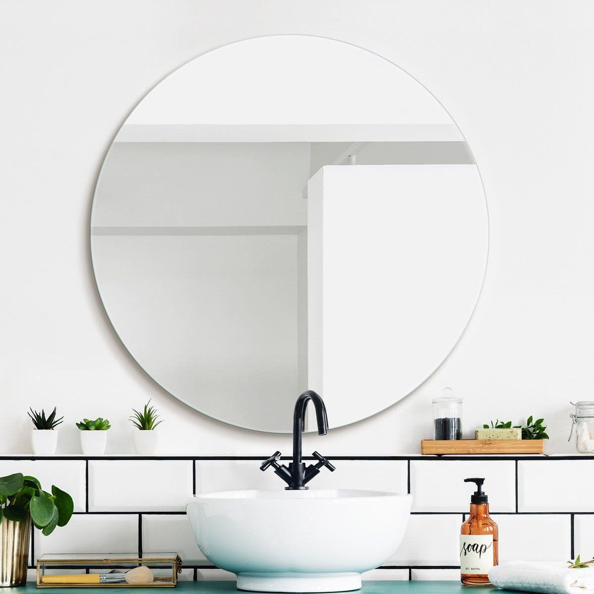 WANDSPIEGEL rahmenlos, 60 cm Durchmesser - Silberfarben, Glas (60/60/0.4cm) - Bilderwelten