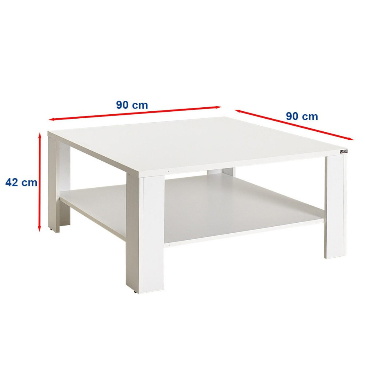 COUCHTISCH mit Ablagefach - lena 90/90/42 cm - Weiß, Holzwerkstoff (90/90/42cm) - Calicosy