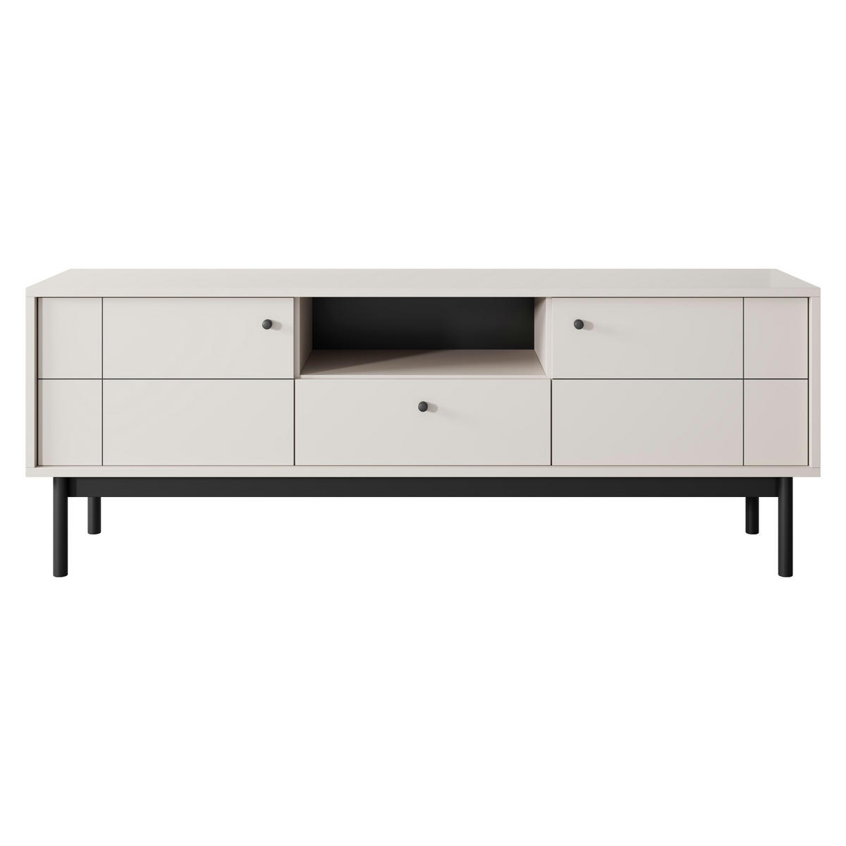 LOWBOARD TV DIEPPE RTV1-2D1S Fräste Fronten, Kaschmir - Kaschmir, Holz/Holzwerkstoff (154/56/39cm) - Komodee