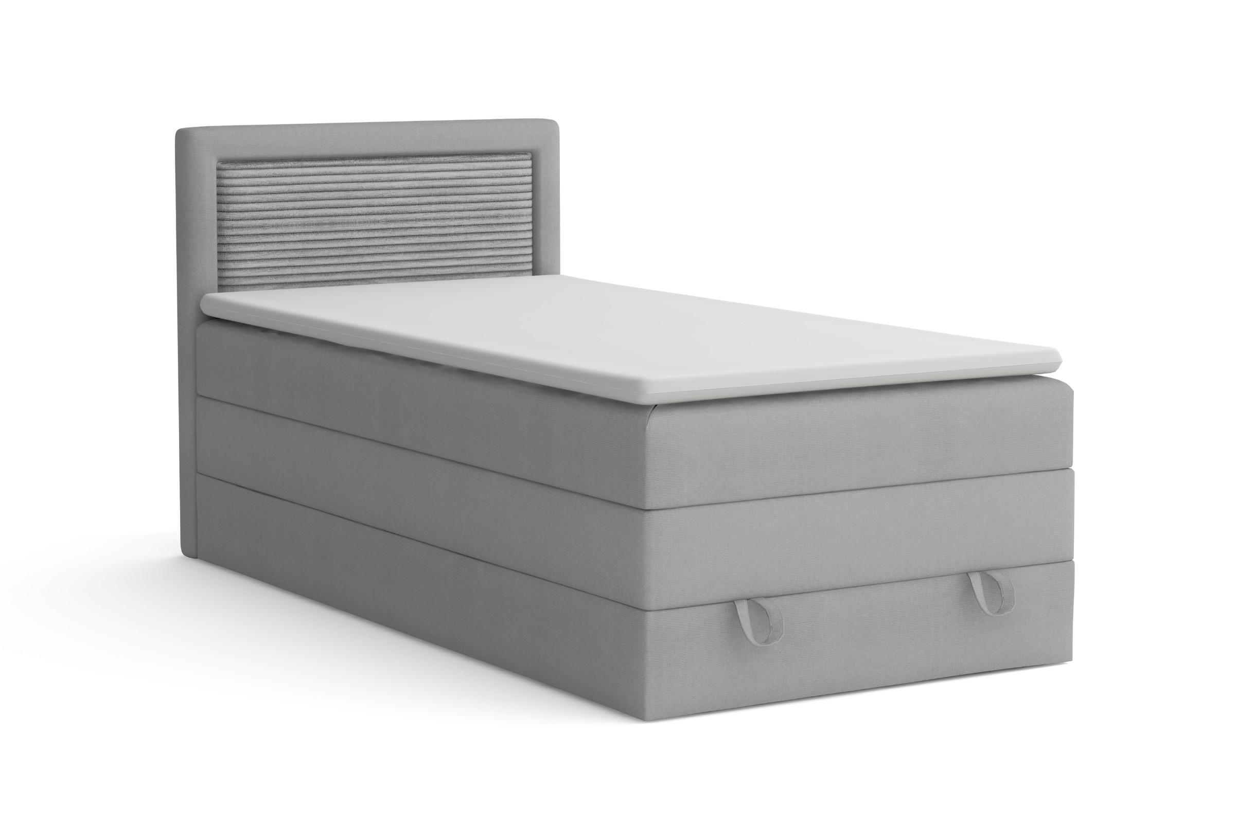 BOXBETT NORA 100/200 in Velours Hellgrau - Hellgrau, Holz/Holzwerkstoff (100/200cm) - Deine Möbel 24