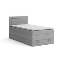 BOXBETT NORA 100/200 in Velours Hellgrau - Hellgrau, Holz/Holzwerkstoff (100/200cm) - Deine Möbel 24