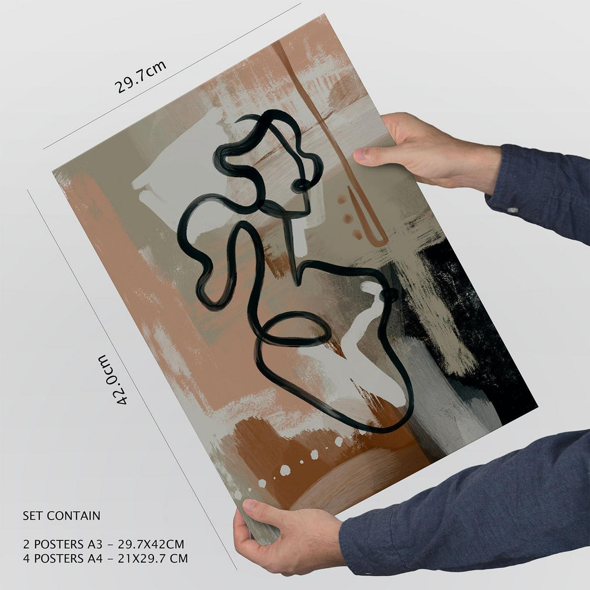 POSTER Set Mit 6 Extravagante Formen In Weibliche Zusammenfassung A3 & A4 Rahmenlos - Klar, Papier (29/3cm) - Nacnic