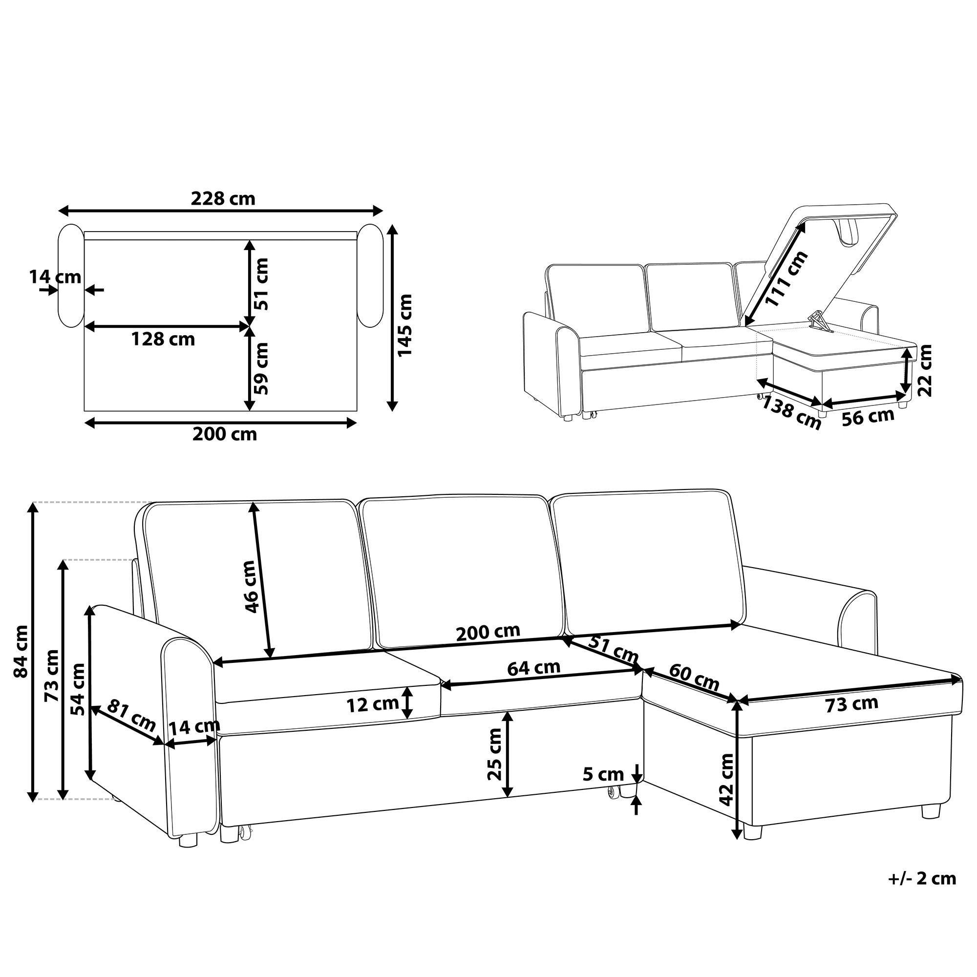 Thumbnail - Beliani Ecksofa, Schwarz, Textil, 3-Sitzer, L-Form, 228x145 cm, Wohnzimmer, Sofas & Couches, Wohnlandschaften, Ecksofas