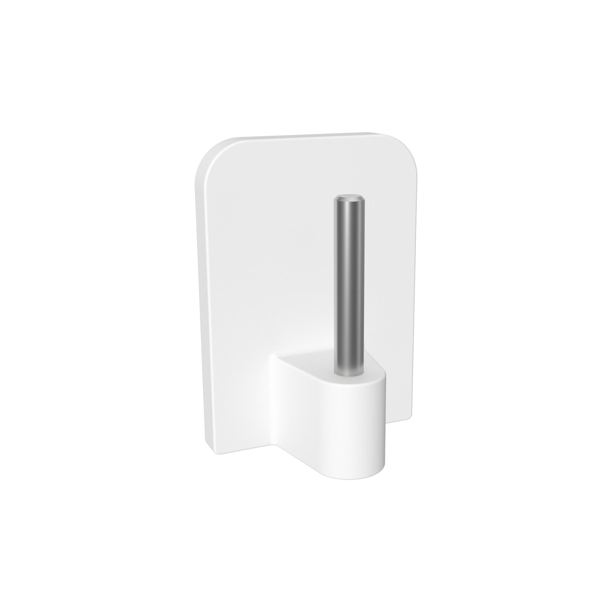 KLEBEHAKEN MIT METALLSTIFT für Vitragestangen, Weiß, Packung 4 Stück - Weiß, Kunststoff/Metall (1.7/2.4/1.2cm) - INTERDECO