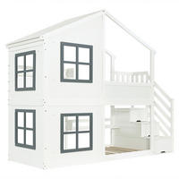ETAGENBETT 90/200 cm DE-02361, in Weiß, mit Fenster, Dach und Treppenschrank - Weiß, Holz/Holzwerkstoff (90/200cm) - ComfortXL
