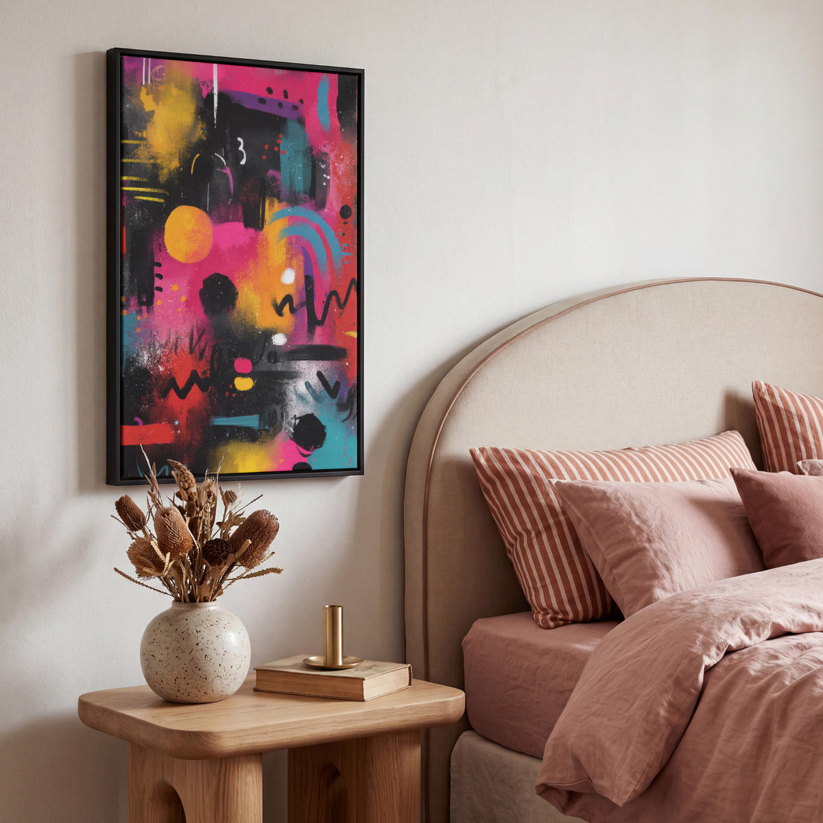 LEINWAND Bilder mit Rahmen - Farbflächen - Formen - Bunt - Abstrakt - 40x60 - Pink, Textil (40/60cm) - MuchoWow