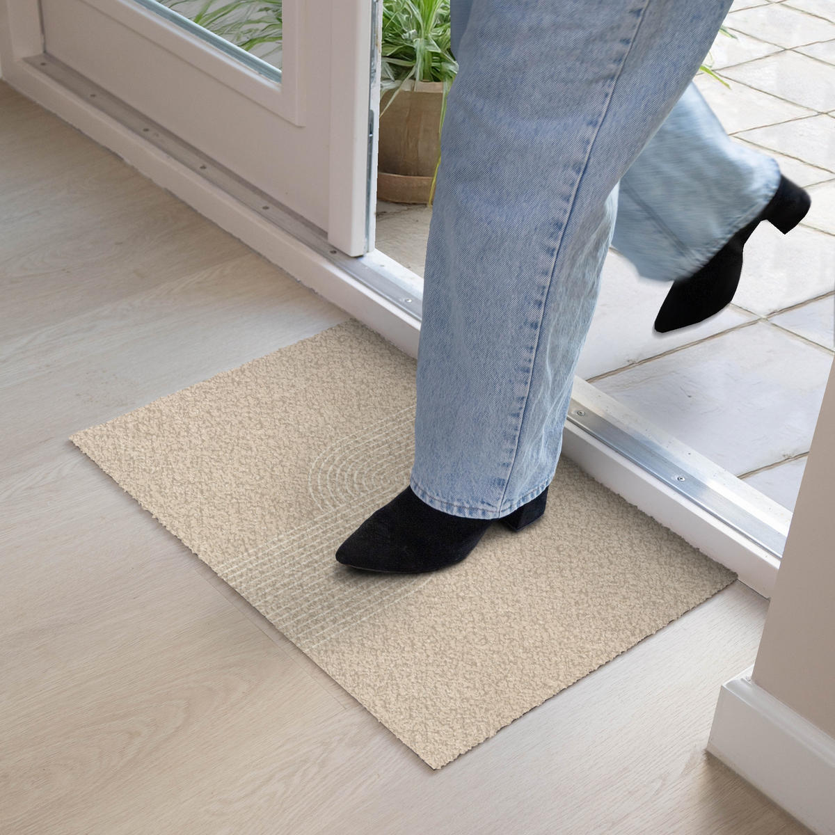 FUSSMATTE Parallele Linien - Leichte Textur - Beige 60x40 cm - Beige, Kunststoff (60/0.4cm) - MuchoWow