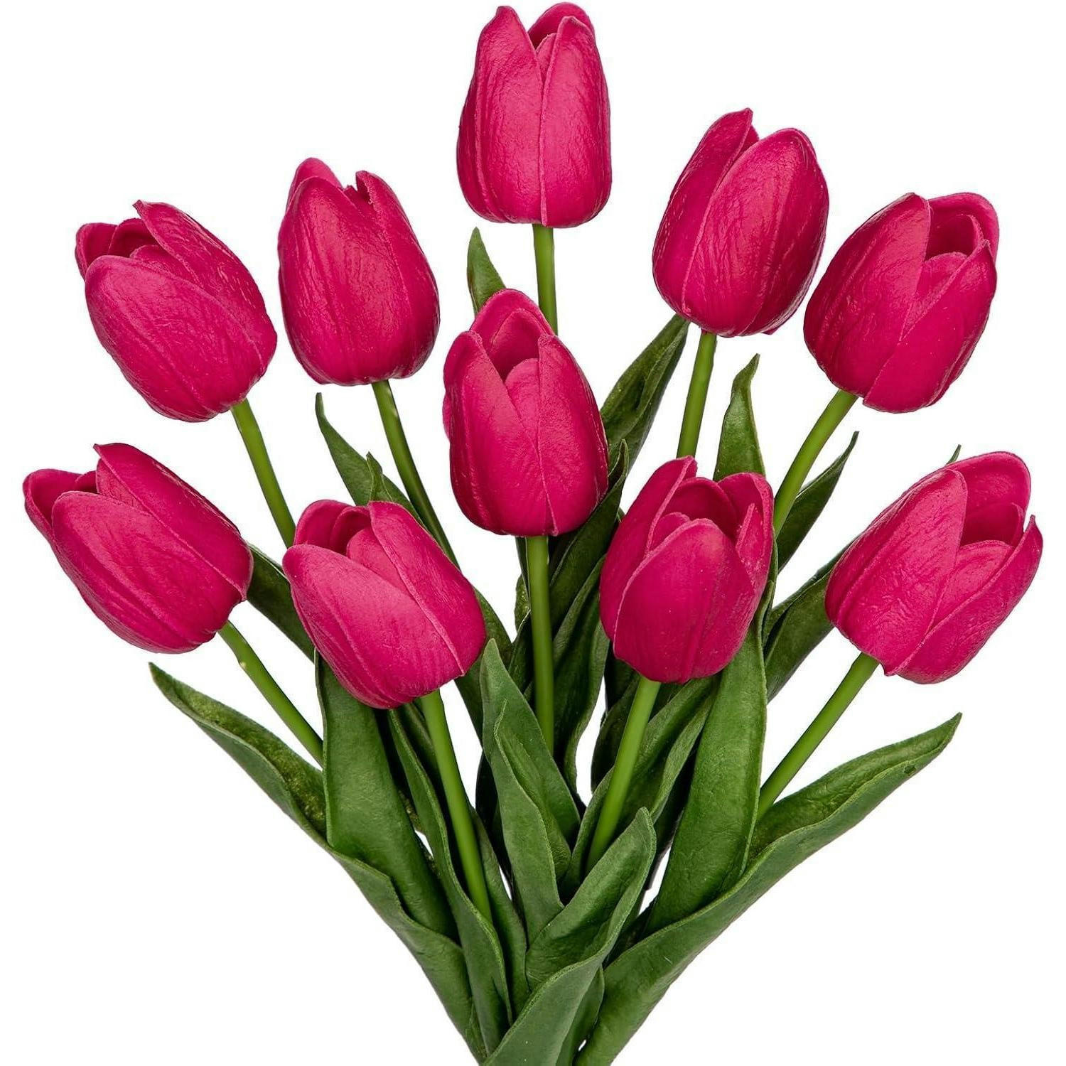 KUNSTTULPEN 10 Stück Dunkelrosa Latex 34 cm - Rosa, Kunststoff (34cm)