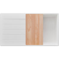 SPÜLBECKEN Kopenhagen, 2-er set Alles Weiß 90/50 cm 1 Becken + Ablauf-Set + Schneidebrett ab 60er Unterschrank - Beige/Weiß, Kunststoff (90/20/50cm) - Primagran