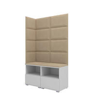 GARDEROBEN-SET Nela V mit gepolsterten Paneelen 100/174/40 - Beige/Silberfarben, Holzwerkstoff/Kunststoff (100/174/40cm)