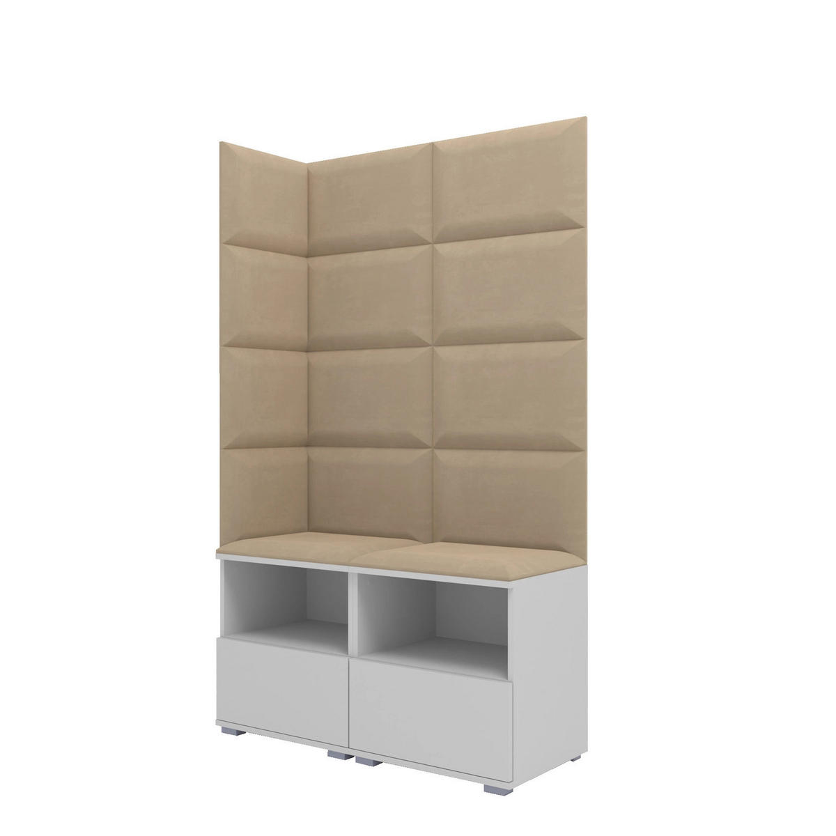 GARDEROBEN-SET Nela V mit gepolsterten Paneelen 100/174/40 - Beige/Silberfarben, Holzwerkstoff/Kunststoff (100/174/40cm)