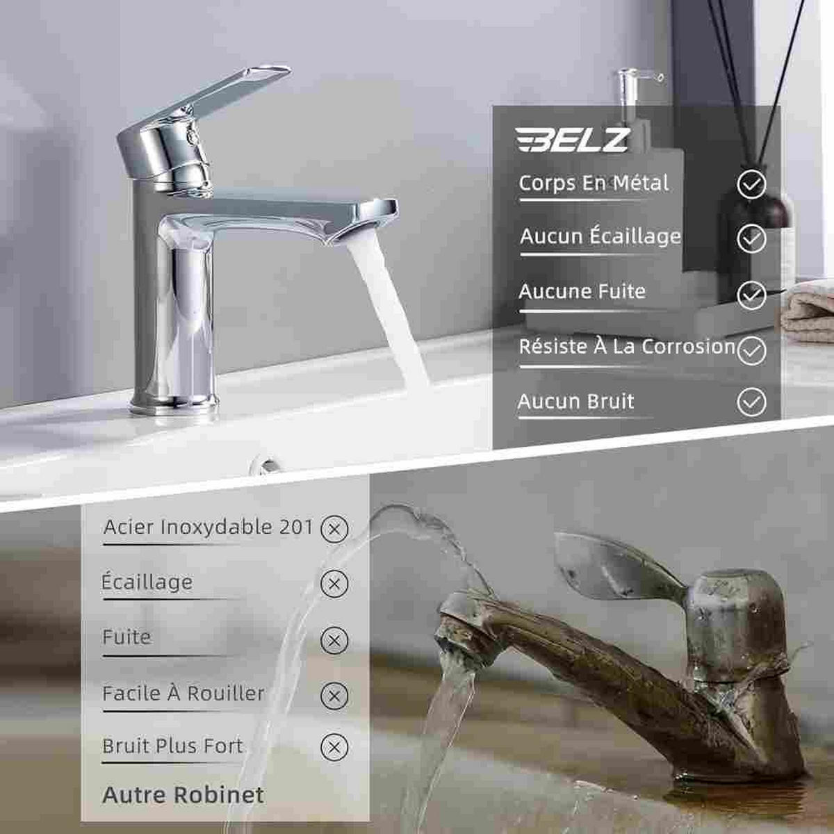 WASCHTISCHARMATUR Badezimmer – Einhebel, Chrom, Energiesparend, Einfache Installation - Chromfarben, Metall (15/13/16cm) - BELZ