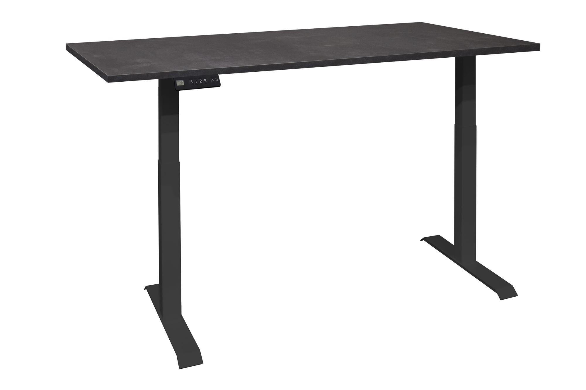 SCHREIBTISCH höhenverstellbar elektrisch Editha 180x90 schwarz/schwarzstahl - Schwarz, Holz (180/90/74cm) - 58aufmkessel
