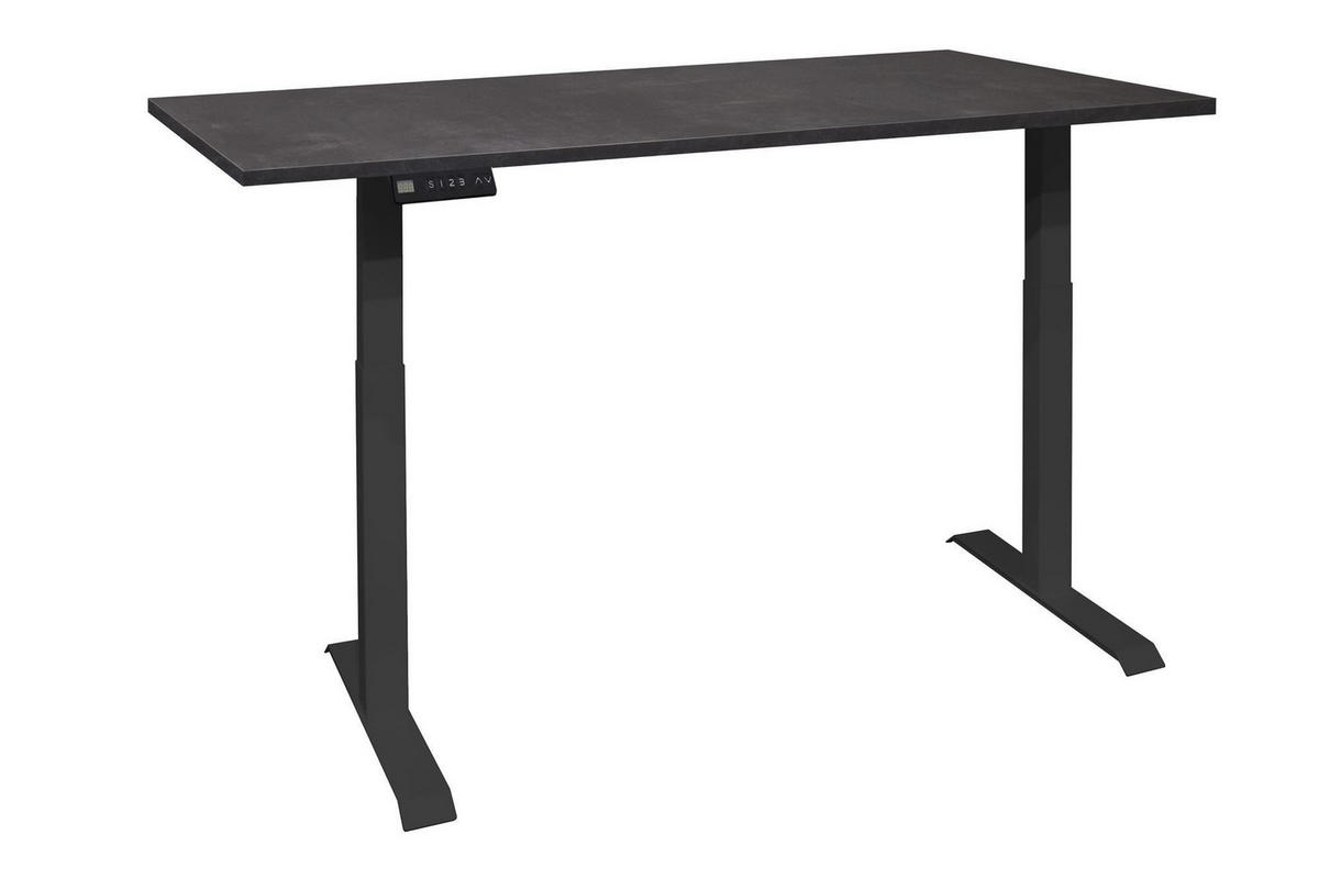 SCHREIBTISCH höhenverstellbar elektrisch Editha 140x70 schwarz/schwarzstahl - Schwarz, Holz (140/70/73cm) - 58aufmkessel