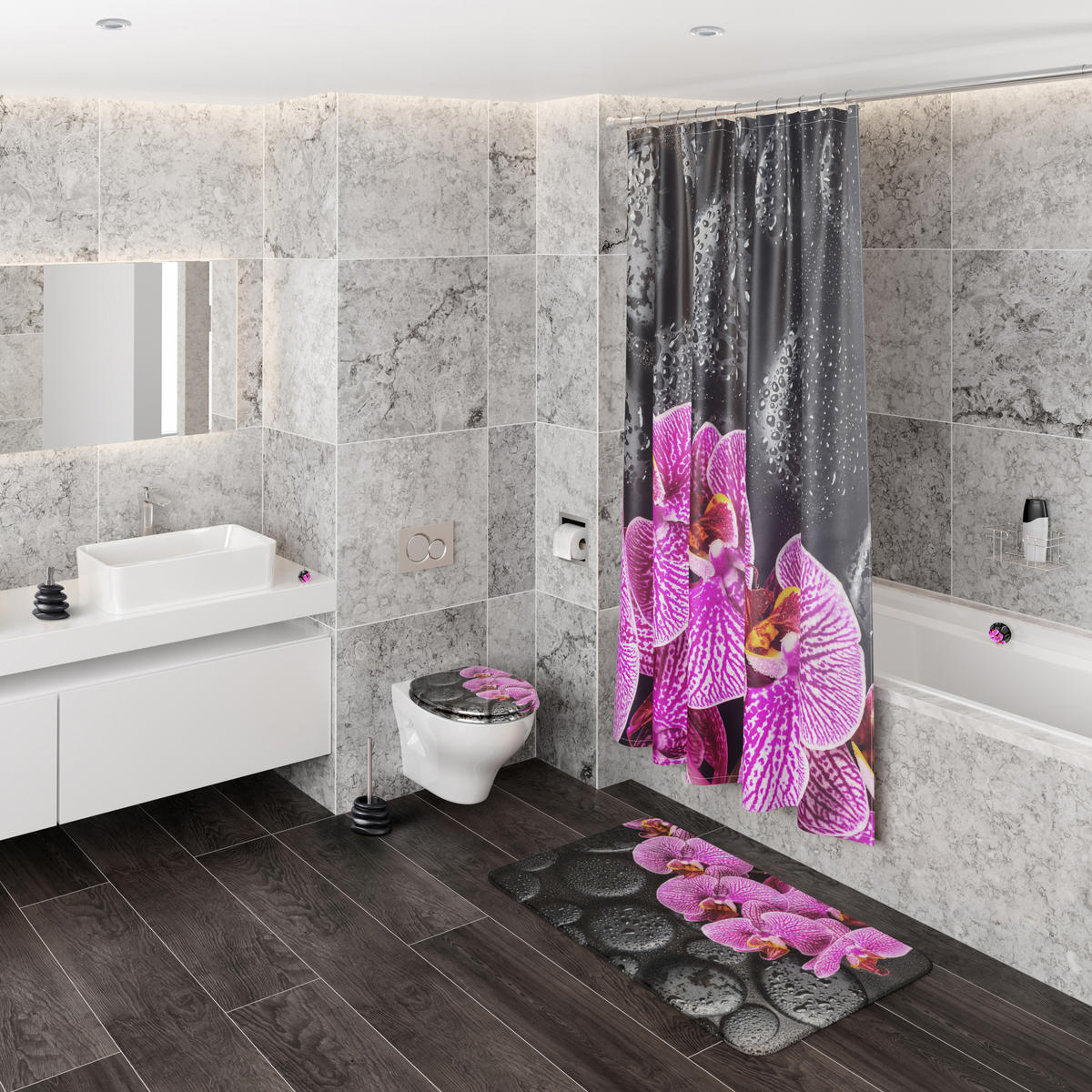 DUSCHVORHANG Madeira 180 x 200 cm - Violett, Textil (180/200cm) - Sanilo