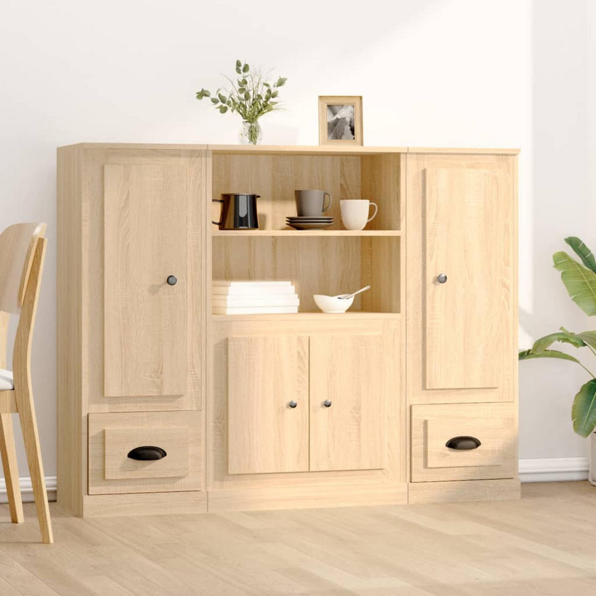HIGHBOARDS 3 Stk. Sonoma-Eiche Holzwerkstoff - Braun, Holzwerkstoff (35.5/103.5/132cm) - vidaXL