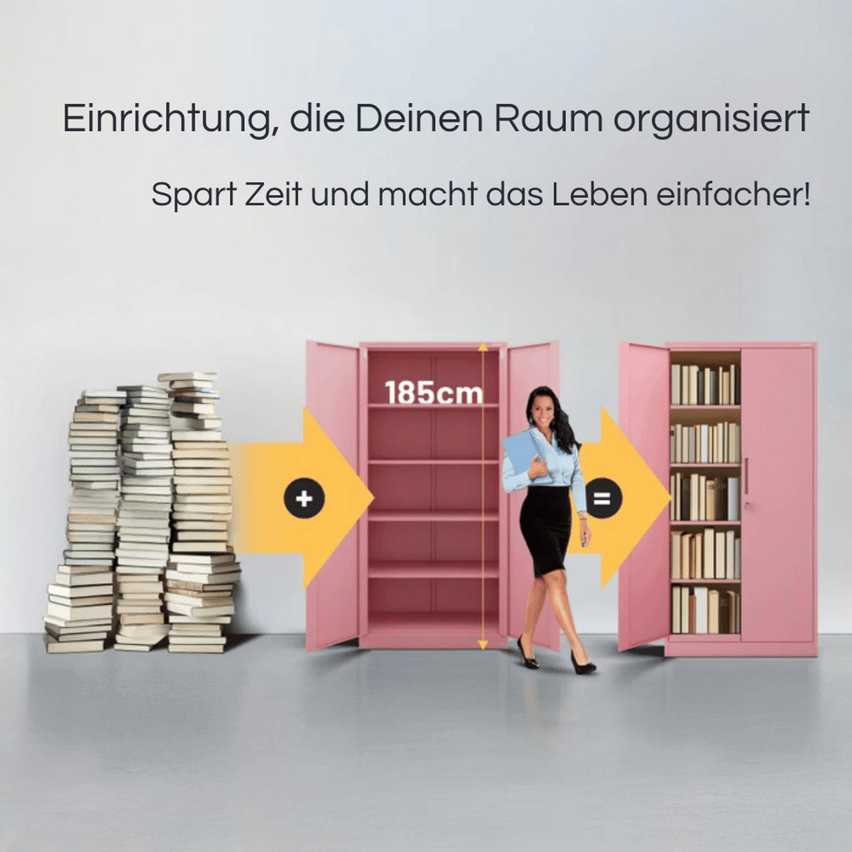 AKTENSCHRANK abschließbar KADO mit Flügeltüren 185x90x40cm Rosa - Rosa, Metall (90/185/40cm) - DELUKE