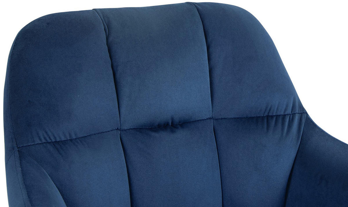 BARHOCKER Nardo Samt schwarz blau - Blau/Schwarz, Textil/Metall (57/118/59cm) - TPFLiving