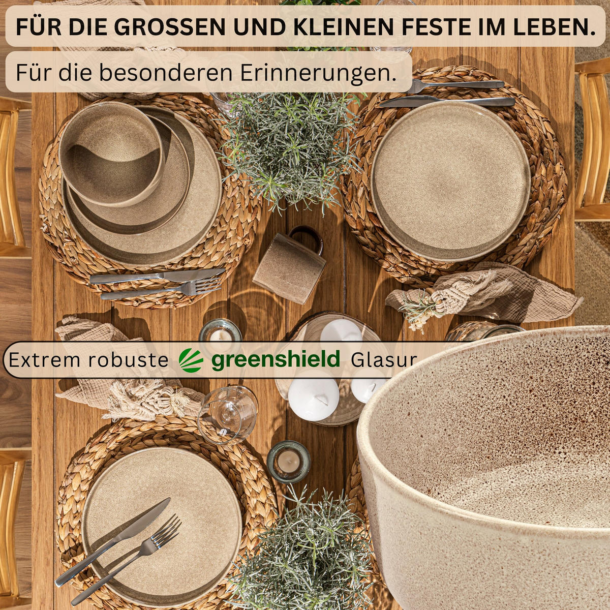 SCHALEN SET KAIRO MOCHA - 4 teilig aus Steingut - Beige, Keramik (26.5cm) - Sänger