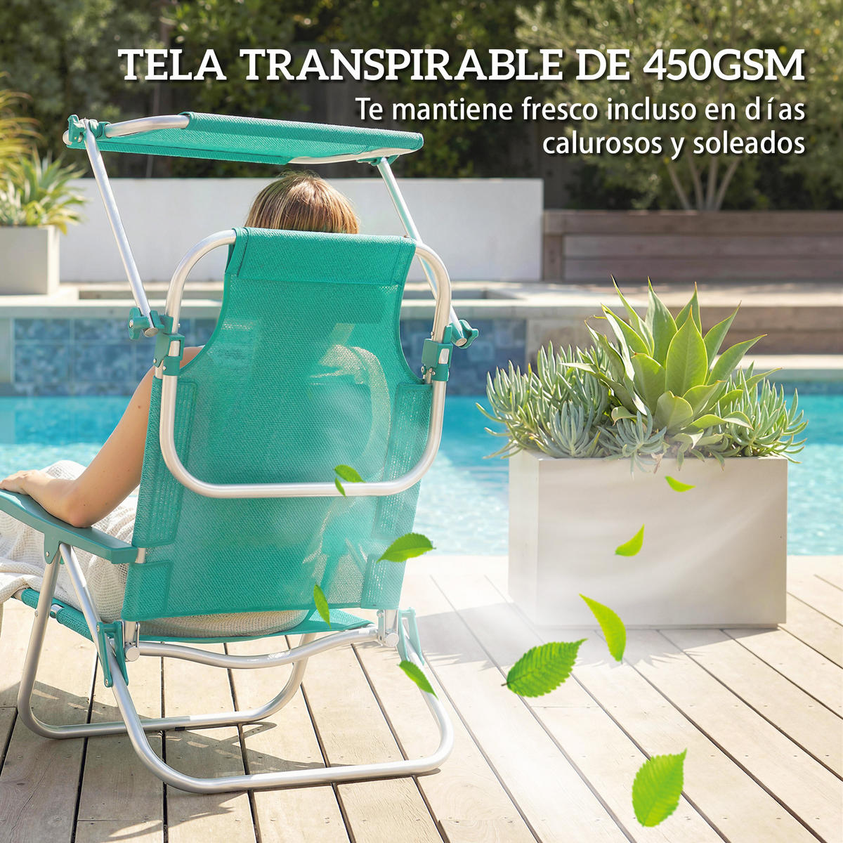 SONNENLIEGE Set aus 2 klappbaren Strandstühlen – Türkis,68*62*79cm - Grün, Metall (62/79/68cm) - Vallsero