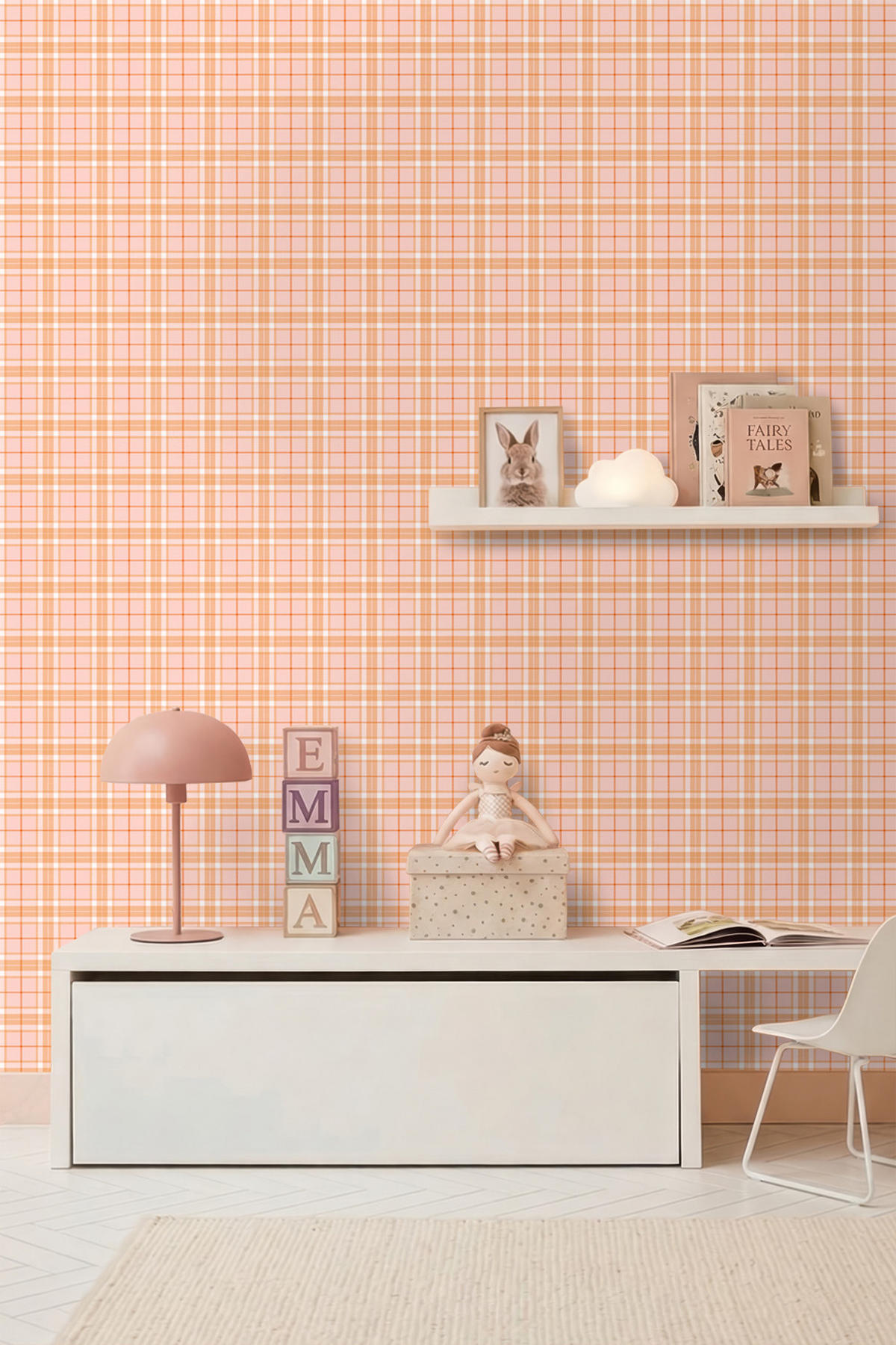 TAPETE Karomuster 50 x 900 cm - Orange, Papier (50/0.1cm) - ESTAhome
