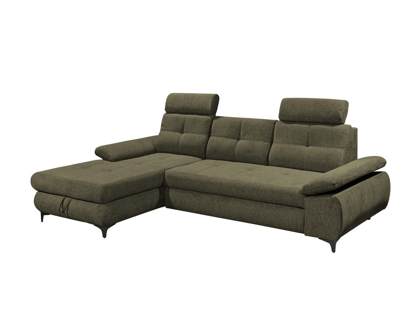 ECKSOFA mit Schlaffunktion und Bettkasten - Schwarz/Grün, Kunststoff/Textil (274/177cm) - ed exciting design