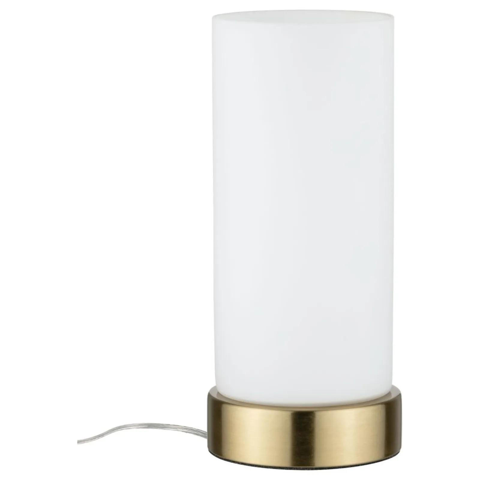 TISCHLEUCHTE Pinja Weiß - Messingfarben/Weiß, Glas (5.5/5.5/24.4cm) - Paulmann