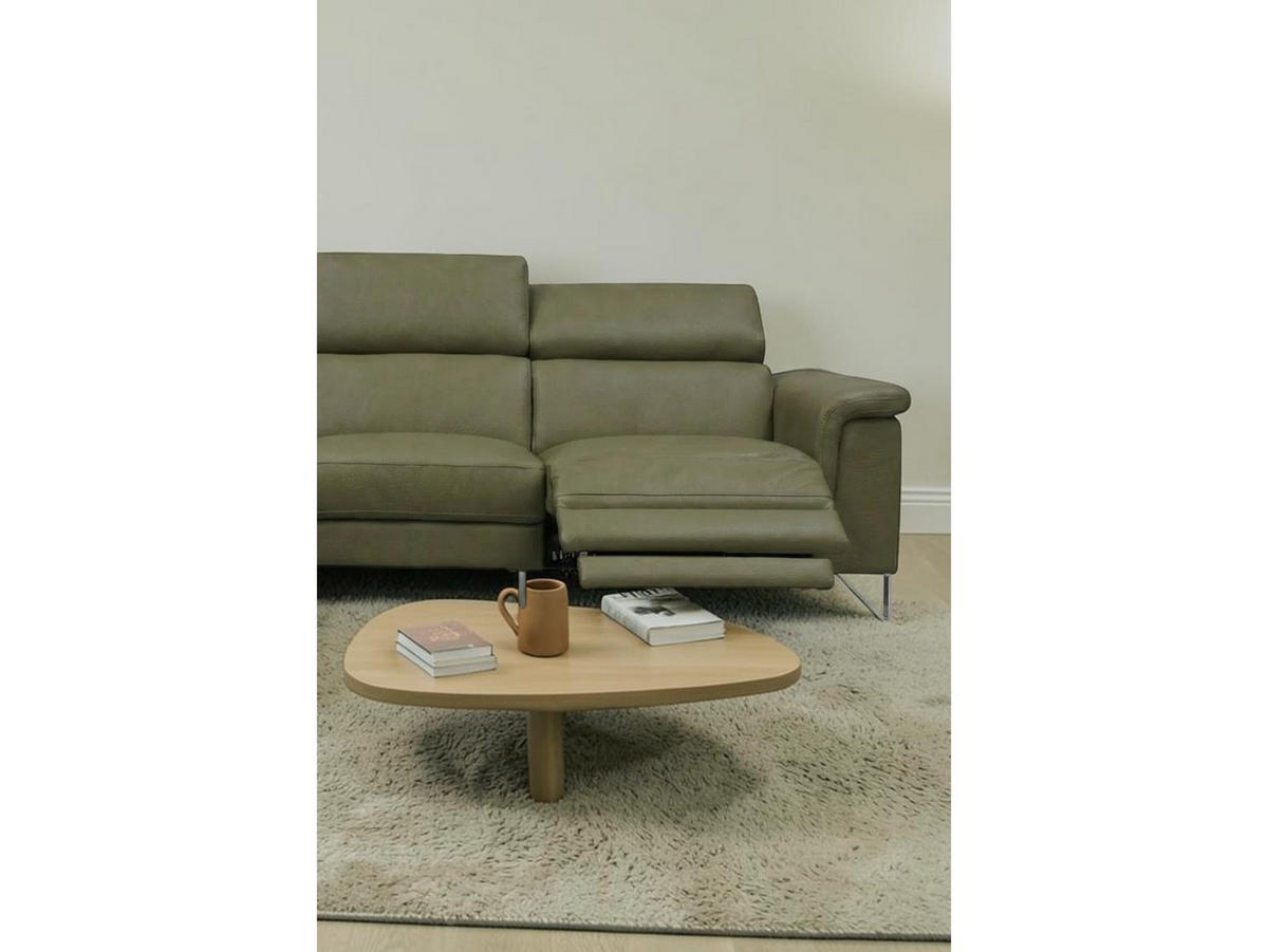 ECKSOFA Antares Echtleder mit 1 x Relaxfunktion Olivgrün - Olivgrün, Leder/Metall (224/276cm)